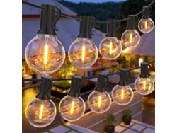 Varal De Luzes Externo G40, 100 Pés (30m) Led G40, Com 50 Lâmpadas + 2 De Reposição, Branco Quente 2700k