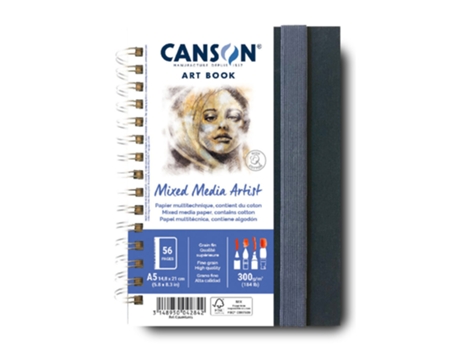 Bloc de Dibujo CANSON Vertical Art Book Mixed Media Artist A5 56 Páginas Papel 300 G