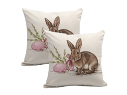 Fundas De Cojín Conejo Vintage - Estilo Pintado En Lino