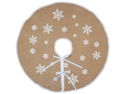 Falda Para Árbol De Navidad Con Estampado De Copos De Nieve Blancos, Alfombra Para Navidad Y Año Nuevo.