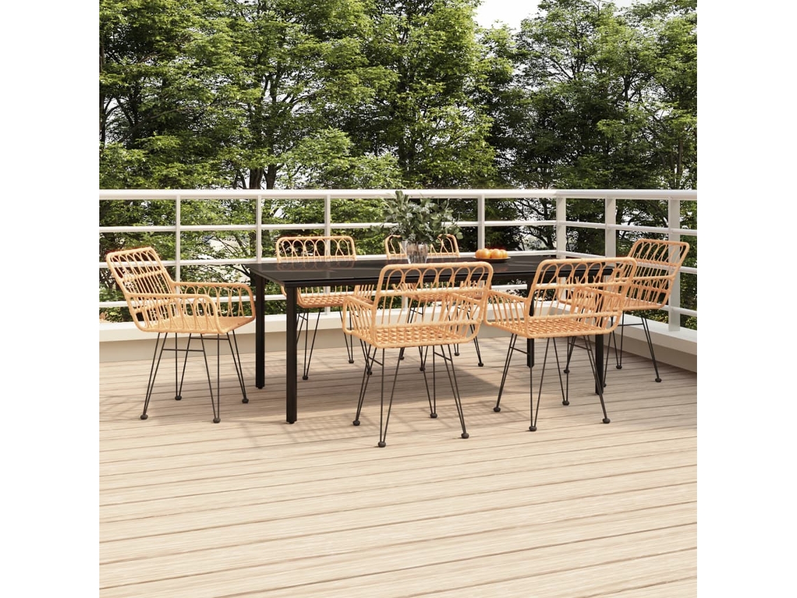 Juego de comedor de jardín de 7 piezas en mimbre DKD Home Decor