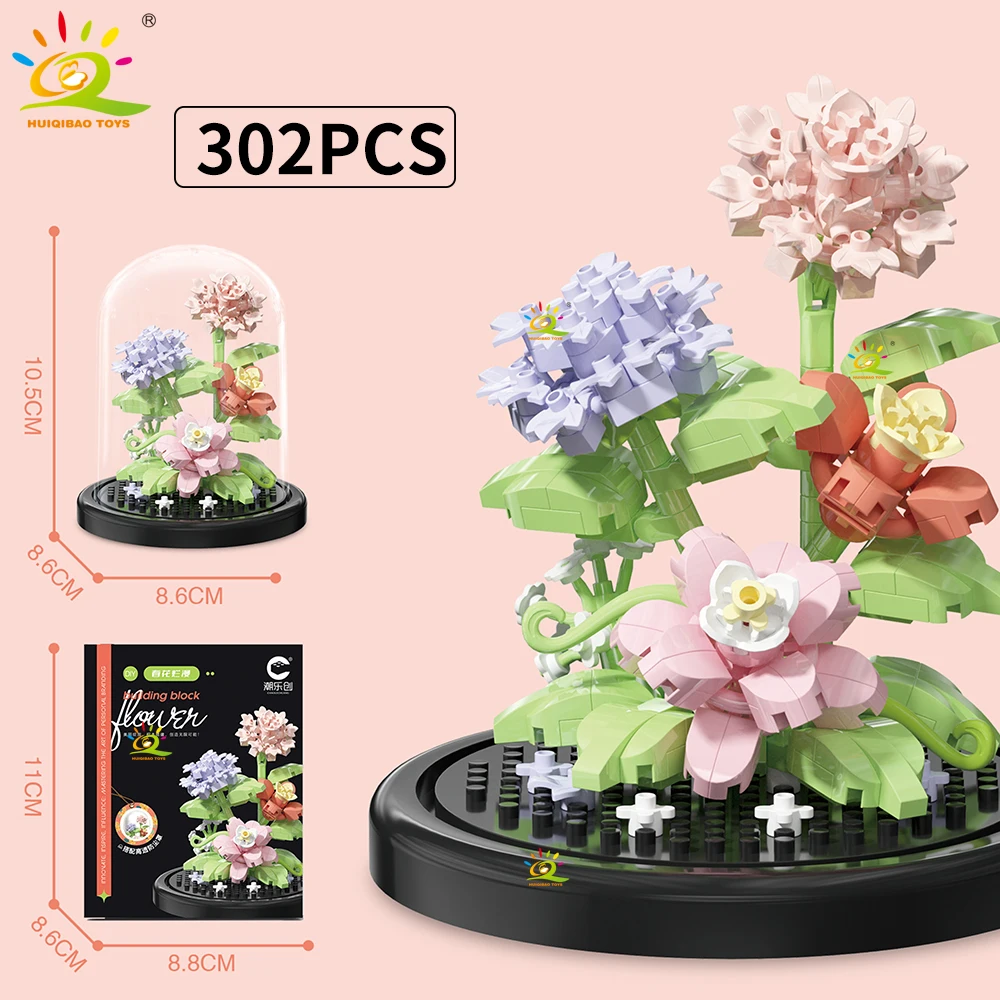 Caja De Exhibición De Ramo Eterno Moc, Bloques De Construcción En Miniatura Con Flores