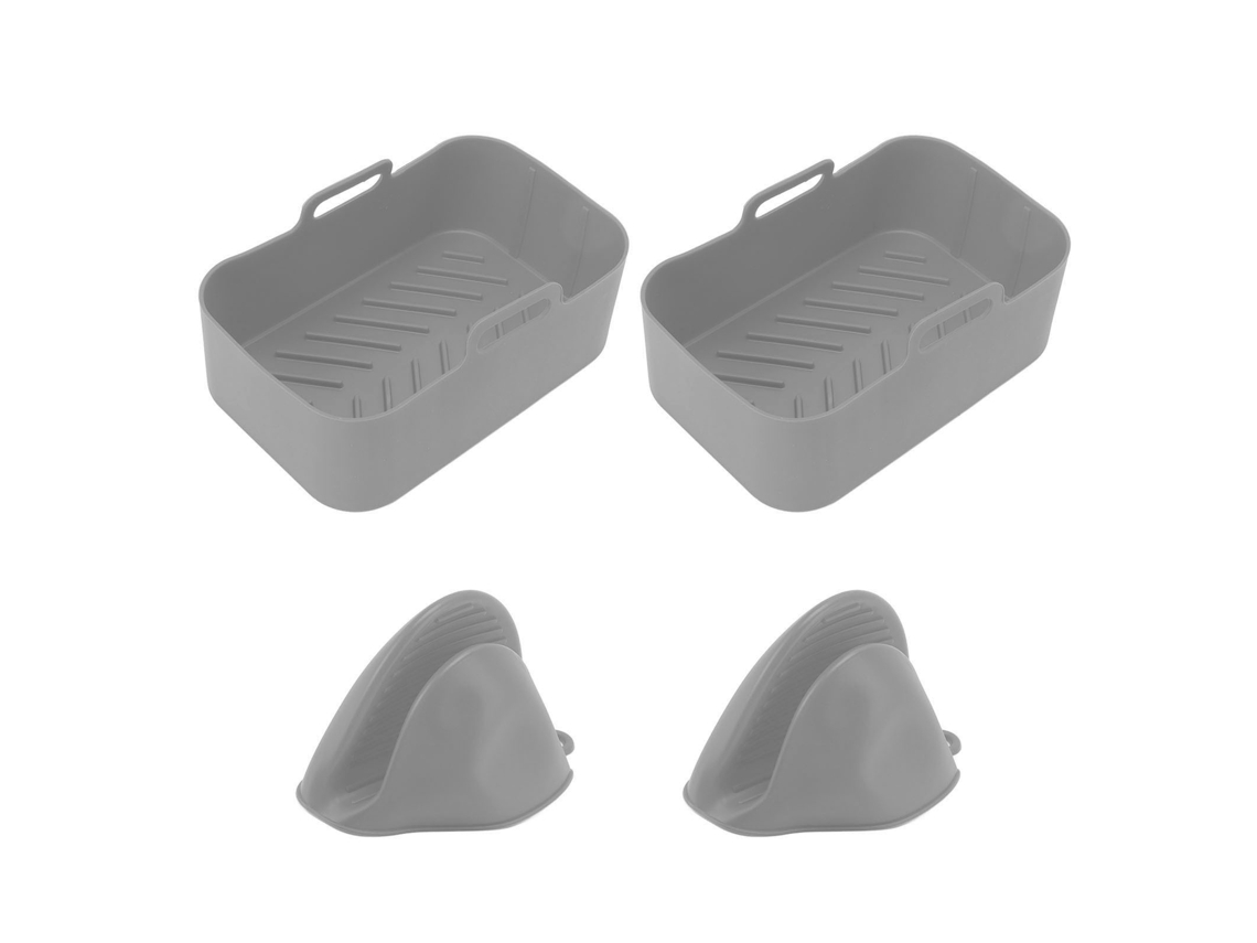 Juegos De Cestas Rectangulares De Silicona Para Freidora Ninja Dz201 Foodi De 8 Cuartos (gris)