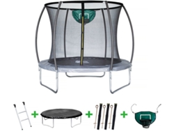 Trampolín con red de salto interior Ø 4,60 m gris Habitat Et Jardin