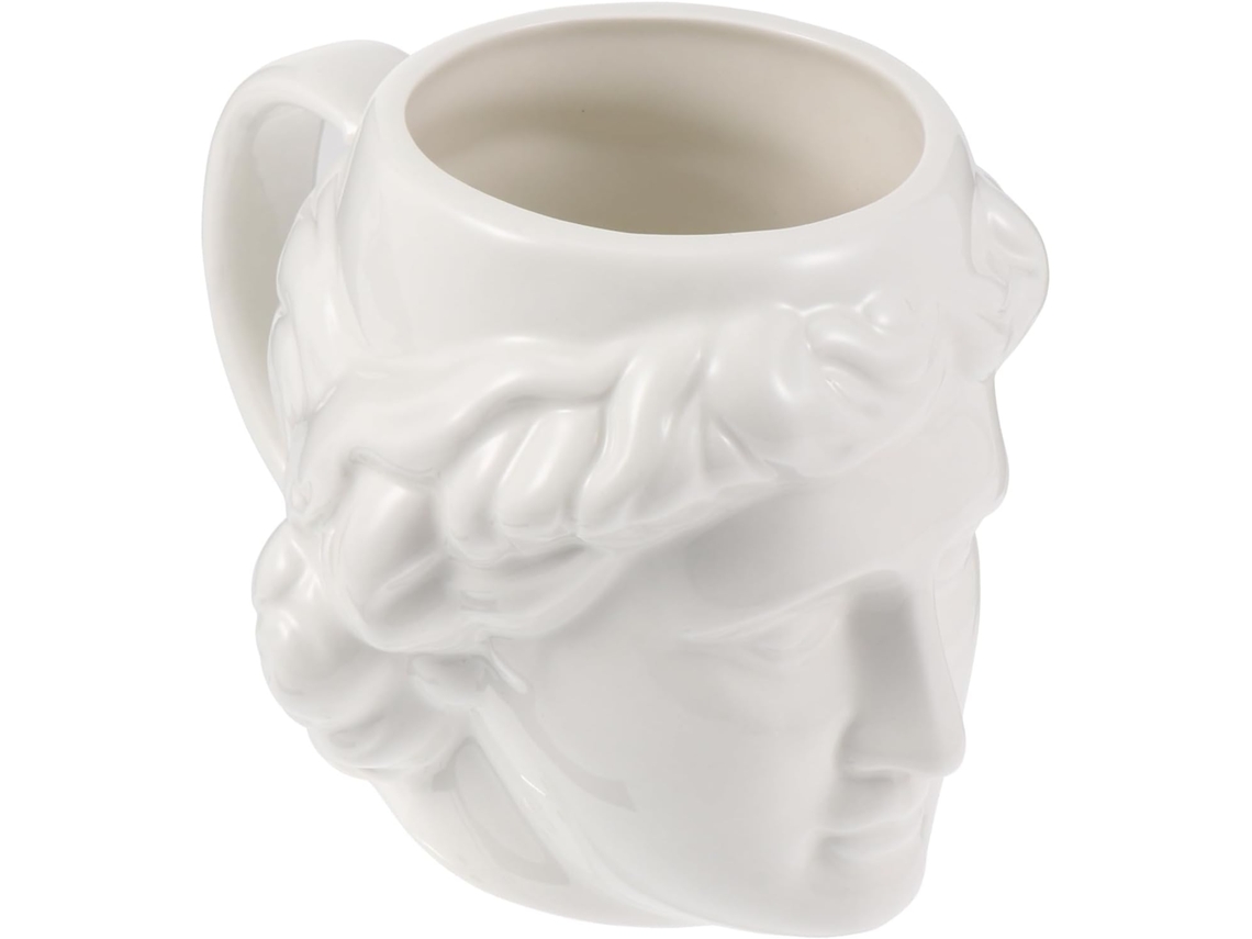 Taza De Cerámica Tallada Con Cabezas De David Y Apolo, Taza De Café Blanca, 1 Pieza