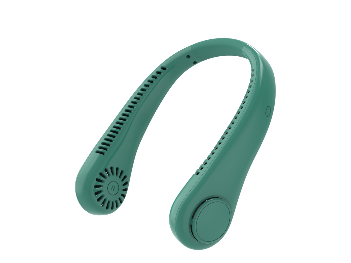 (verde C) Ventilador De Cuello -usb Recargable - Silencioso - Pantalla Lcd -3 Velocidades De Viento -1800mah