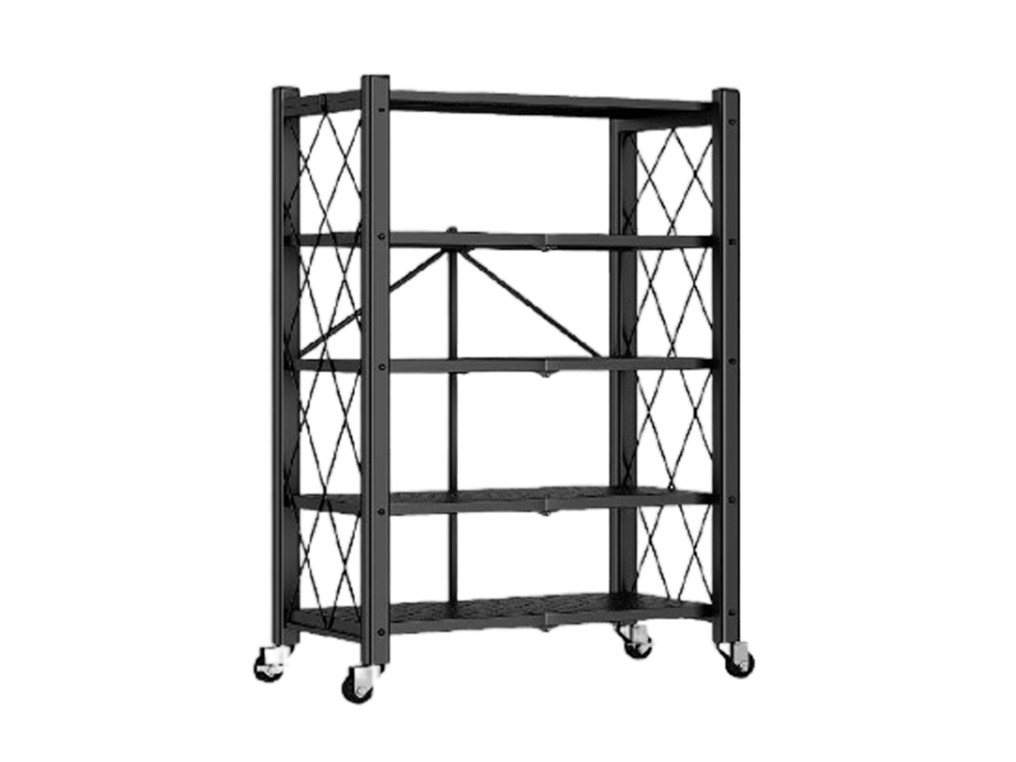 Estante Plegable con Ruedas 71X34X165Cm Negro JOYBOS