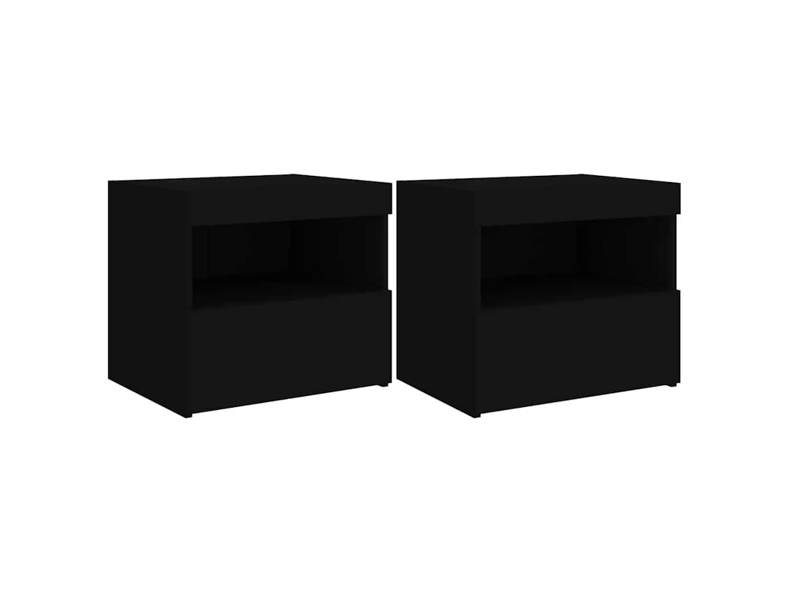 Maison Exclusive - Mesitas De Noche Con Luces Led 2 Unidades Negro 50x40x45 Cm
