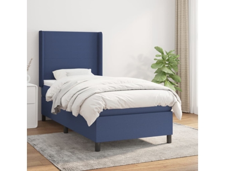 vidaXL Cama con somier y colchón 90x190 cm tela azul
