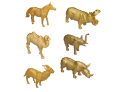 Conjunto De 6 Figuras De Animales Salvajes Del Zoológico, De Pvc Sintético, Color Dorado, Para Niños De 3 Años En Adelante.