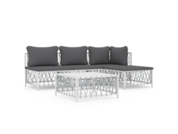 Maison Exclusive - Juego De Muebles De Jardín 5 Piezas Y Cojines Acero Blanco