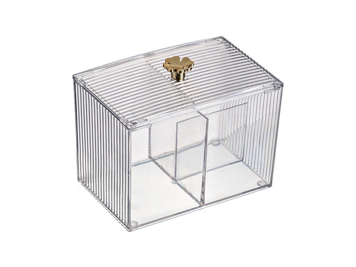 Caja para hisopos de algodón, recipiente transparente con tapa, malla cosmética, decoración de oficina