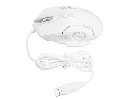 HURRISE Rgb retroiluminado ratón para juegos con cable Dpi 1200 1800 2400 3600 interfaz USB Rgb teclado de computadora blanco