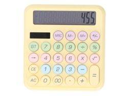 Calculadora Solar E Bateria 12 Dígitos Com Display Lcd 5 Polegadas Chaves Grandes Redondas Portátil Amarelo Limão