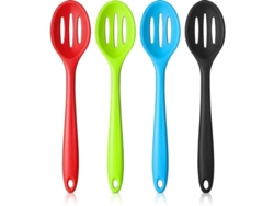 4 Cucharas De Silicona Con Agujeros De 27 Cm, Resistentes Al Calor Y Antiadherentes Para La Cocina, Multicolor.