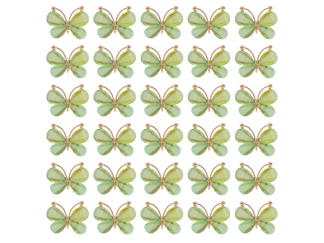 30 Piezas De Apliques De Mariposa De Diamantes De Imitación Verde Oscuro Para Decoración Diy De Cabello, Zapatos Y Uñas.