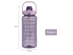 Botella deportiva con tapa de pajita, capacidad de 2 litros, portátil. Mdug (morado)