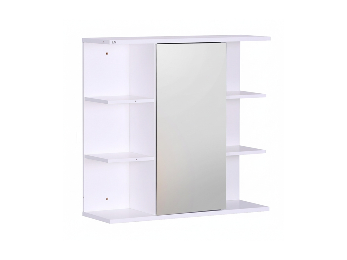Armario De Baño Relaxdays Con Espejo, 6 Estantes, 2 Compartimentos, 64 X 62 X 21 Cm, Montaje En Pared, Azul Grisáceo
