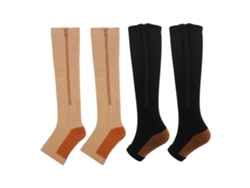 Calcetines Deportivos De Compresión Con Cremallera, Calcetines Largos Para Piernas Rectas, 2 Pares, Talla S/m