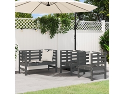 Conjunto de salón de jardín de 2 piezas de madera maciza de pino gris Dkd Home Decor