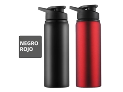 Botella de agua metálica portátil, reutilizable y a prueba de fugas MDUG (negra + roja)