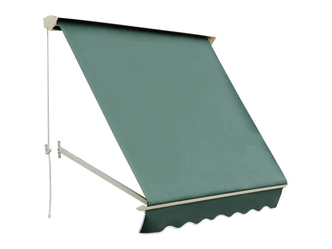 Toldo retráctil manual de aluminio de 180x70 cm, impermeable, resistente a los rayos UV, color verde, para balcón.