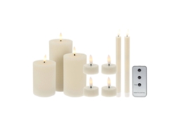 Juego de 9 velas LED: velas de pilar, velas de mesa y velas de té con control remoto.