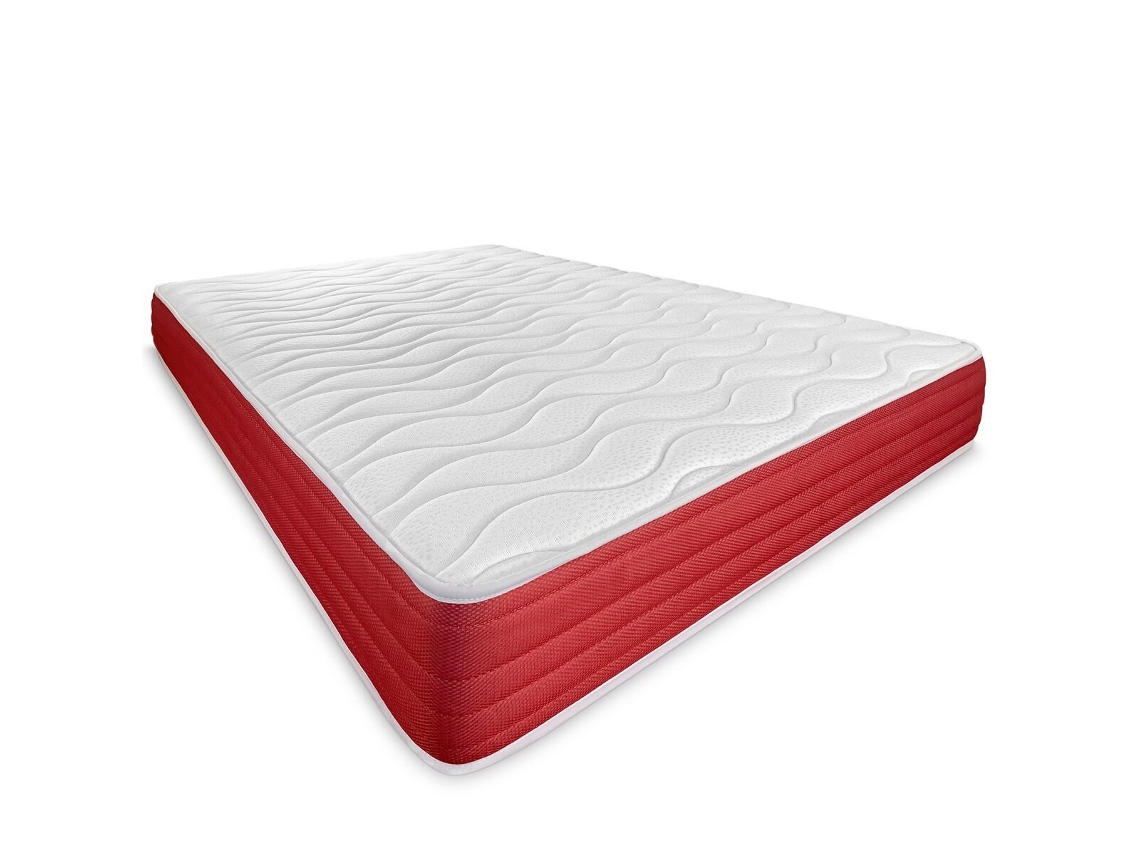 Colchón Viscoelástico Lite Reversible, Blanco/Rojo, Altura 20 cm, 90x200 cm