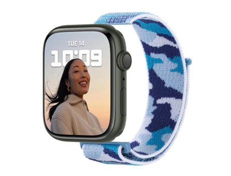 Correa Smartwatch de Nylon para Apple Watch Series 9, 8 y 7 41mm / SE 3 y SE 2 y 6 y SE y 5 y 4 40mm / 3 y 2 y 1 38mm (Camuflaje Azul)
