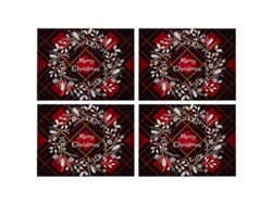 Sousplat rojo navideño, resistente al calor, lavable para decoración de mesa NEVEANCE