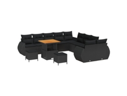 Maison Exclusive - Conjunto De Sofá De Jardín Con Cojín 13 Pcs Negro