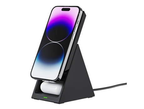 Carga inalámbrica de escritorio, carga rápida inalámbrica de 15 W, diseño de rotación de 180, negro CHRONUS