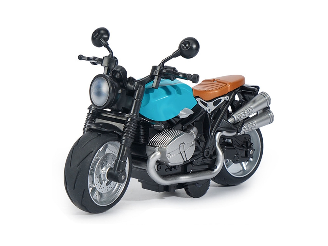 Modelo De Motocicleta A Escala 1:12 Con Luces Y Música, Tracción Trasera, Llantas De Aleación, Color Azul Y Negro.