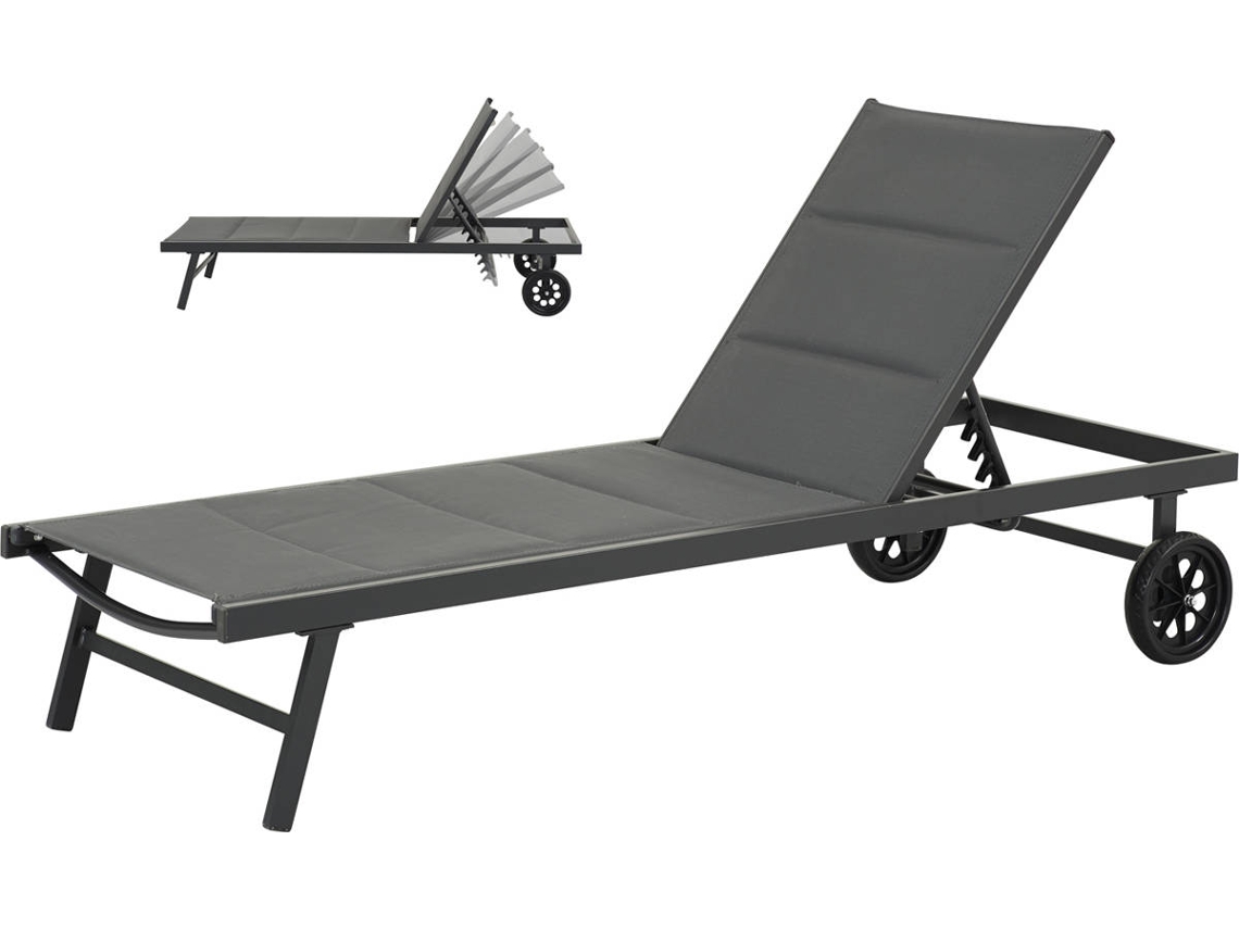 Tumbona HABITAT ET JARDIN Bella (Negro, Gris - Aluminio - 200x65x91 cm)