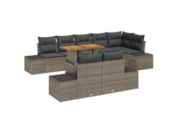 Maison Exclusive - Conjunto De Comedor De Jardín Con Cojín 9 Pcs Gris Y Marrón