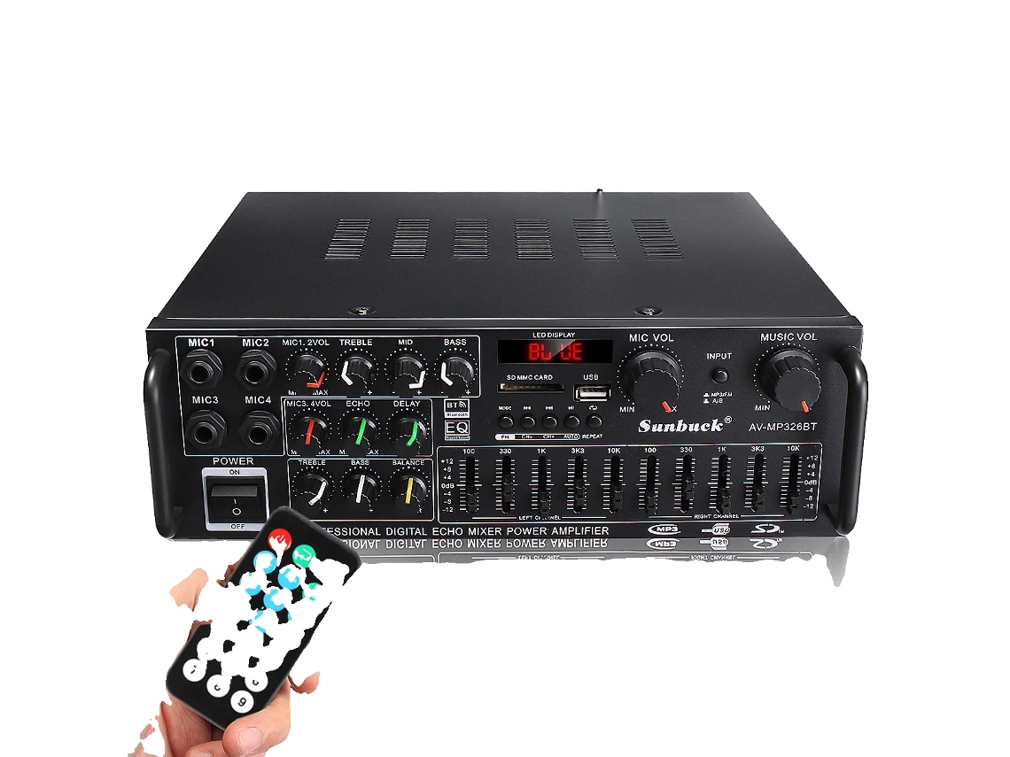 Amplificador, potencia de salida de 2000 W, conectividad Bluetooth, 326 BT 220 V OEM