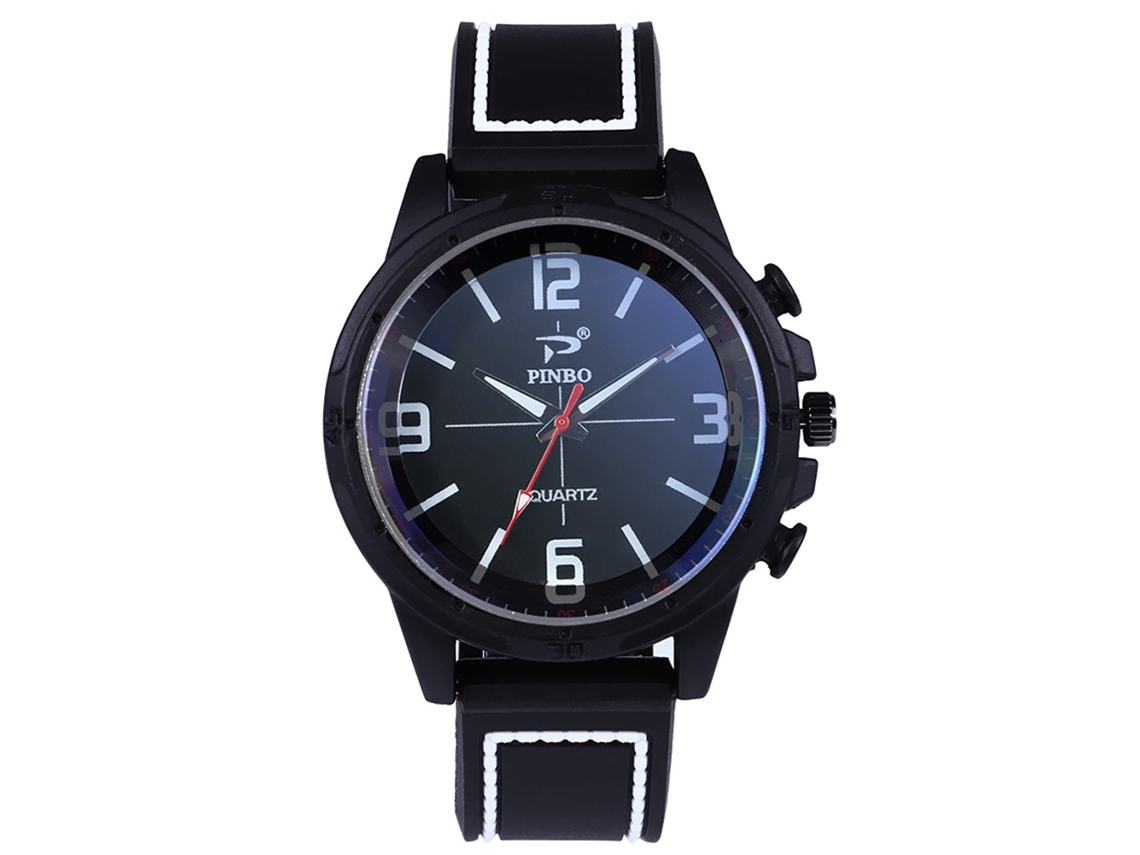 Reloj De Pulsera Para Hombre De Cuarzo Con Correa De Silicona Dial Redondo Deportivo