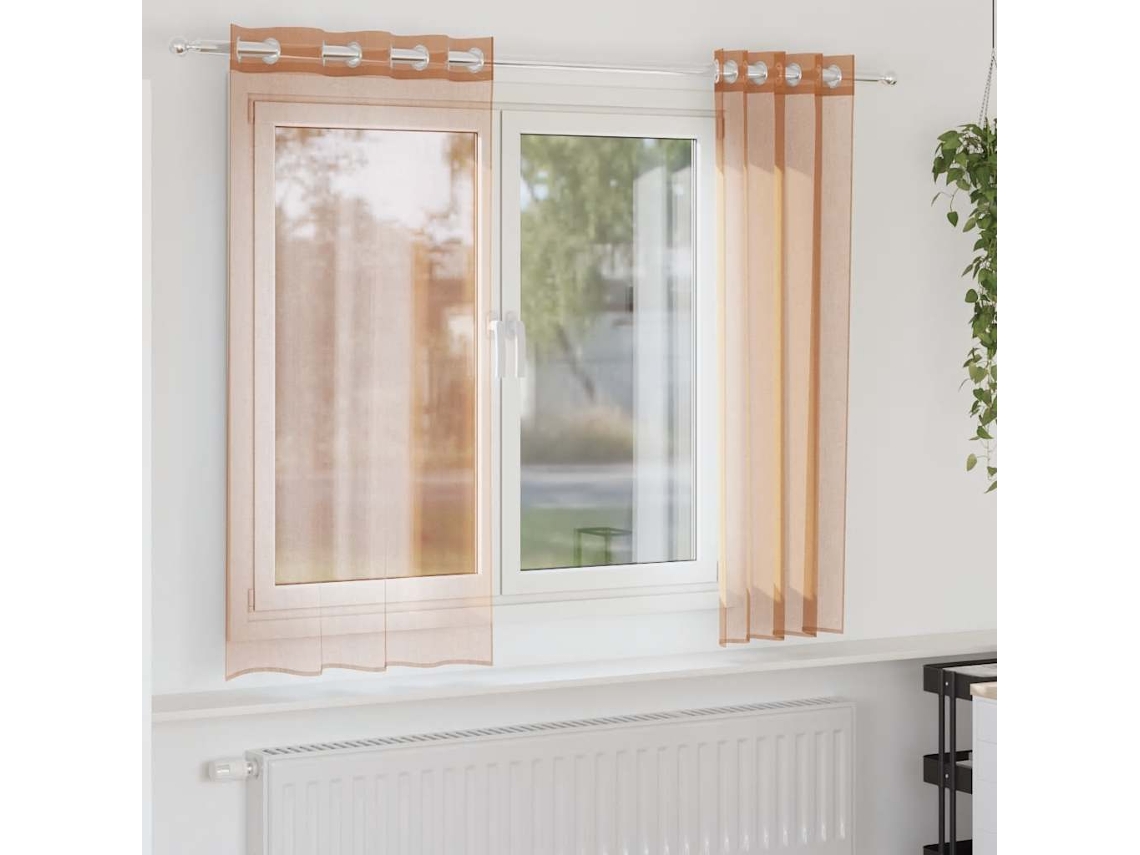 Cortinas De Gasa Con Ojales 2 Uds Terracota