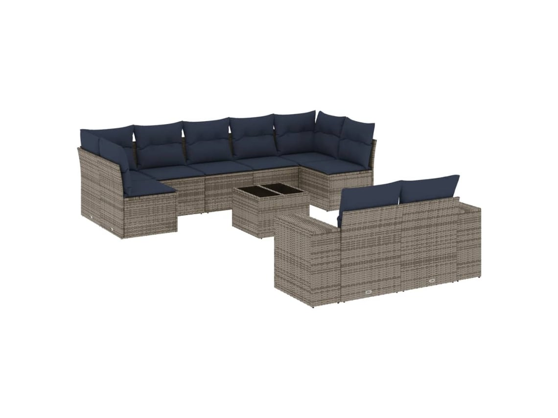 Maison Exclusive - Conjunto De Sofá De Jardín De 10 Piezas Con Cojines, Poliratán Gris