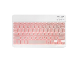 Teclado inalámbrico Bluetooth Yuysan de 10 pulgadas con retroiluminación rosa (inglés-portugués)