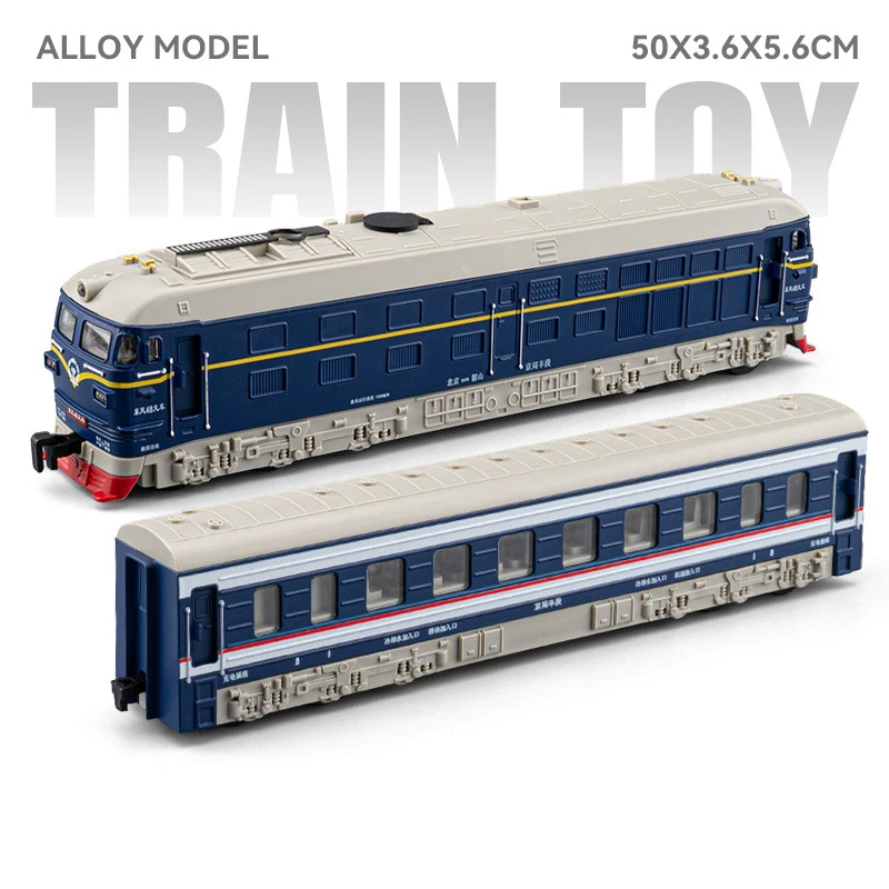 (2 secciones azules) Maqueta de tren a escala 1:32 con puertas que se abren, música y luces.