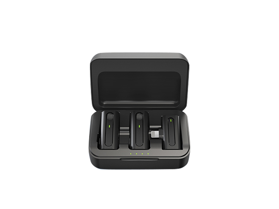 Micrófono Lavalier Inalámbrico (1 Transmisor Con 2 Receptores, Con Estuche De Carga)