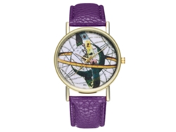 Reloj De Pulsera De Cuarzo Unisex Para Parejas Zhoulianfa, Correa De Pu, Esfera Redonda Morada.