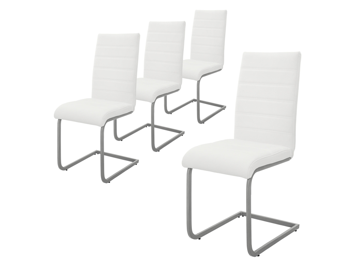 Conjunto de 2 Cadeiras de Jantar ML-DESIGN Cantilever com Encosto em Couro Sintético Branco