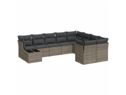 Maison Exclusive - Set De Sofás De Jardín 10 Pzas Con Cojines Ratán Sintético Gris