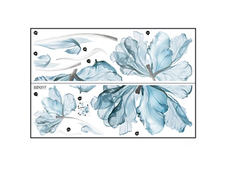 2 uds pegatinas de pared de flores azules calcomanías de arte de pared de pelar y pegar florales para pared de habitación (30*90cm) ZMDECQNA
