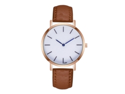 Reloj De Cuarzo Para Hombre Con Correa De Piel Sintética, Diseño Moderno, Manecillas Azules Y Escala En La Esfera.