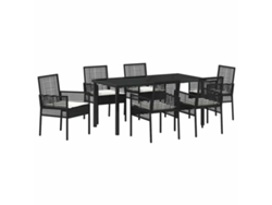 Maison Exclusive - Conjunto De Comedor De Jardín 7 Pcs Negro Ratán Sintético