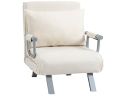 Sofá Cama Individual Sillón Cama Individual Sillón Reclinable Con Almohada Para Salón Dormitorio 65x69x80 Cm Crema