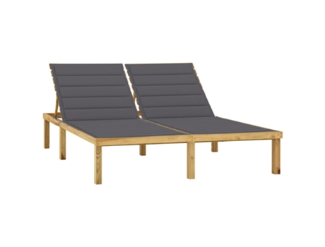 MAISON EXCLUSIVE - Tumbona doble y cojines madera pino impregnada gris antracita